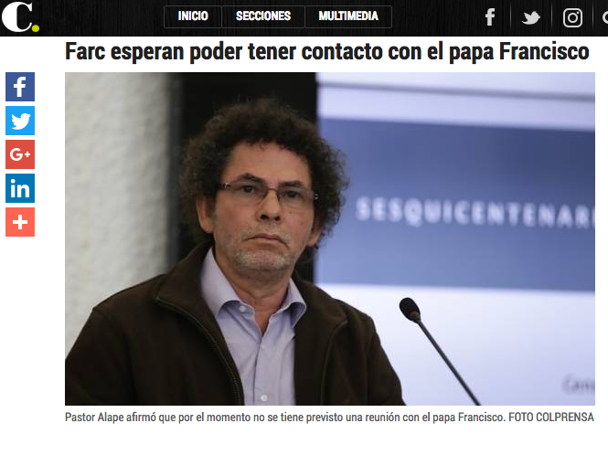 Farc esperan poder tener contacto con el papa Francisco