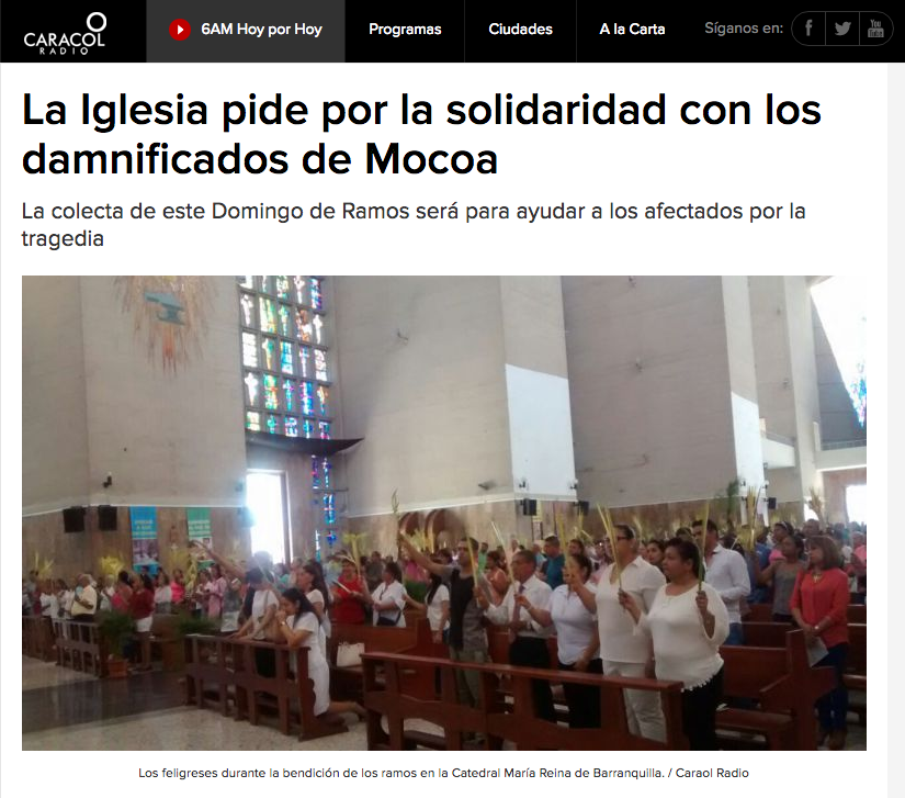 La Iglesia pide por la solidaridad con los damnificados de Mocoa