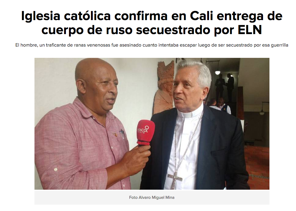 Iglesia católica confirma en Cali entrega de cuerpo de ruso secuestrado por ELN