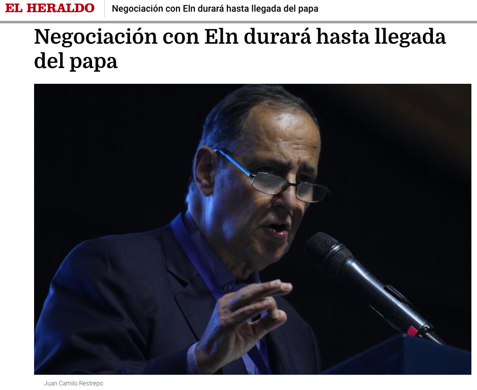Negociación con Eln durará hasta llegada del Papa