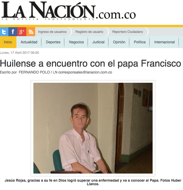 Huilense a encuentro con el papa Francisco
