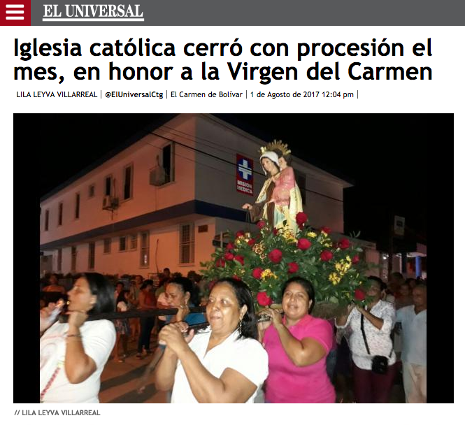 Iglesia católica cerró con procesión el mes, en honor a la Virgen del Carmen