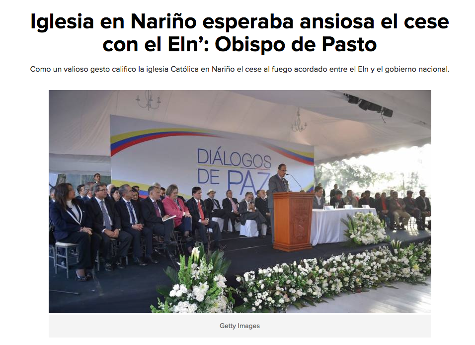 Iglesia en Nariño esperaba ansiosa el cese con el Eln’: Obispo de Pasto