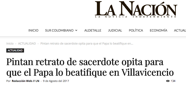 Pintan retrato de sacerdote opita para que el Papa lo beatifique en Villavicencio