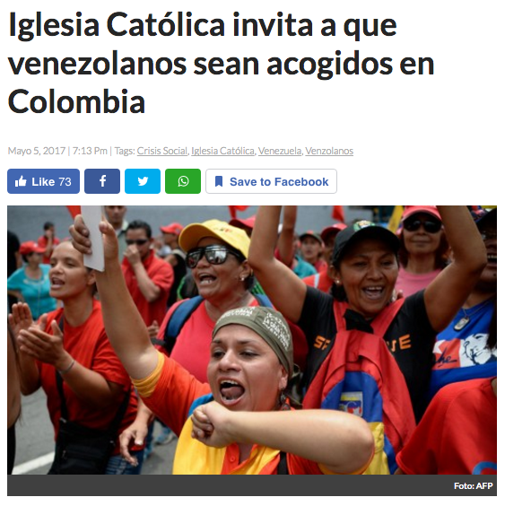 Iglesia Católica invita a que venezolanos sean acogidos en Colombia