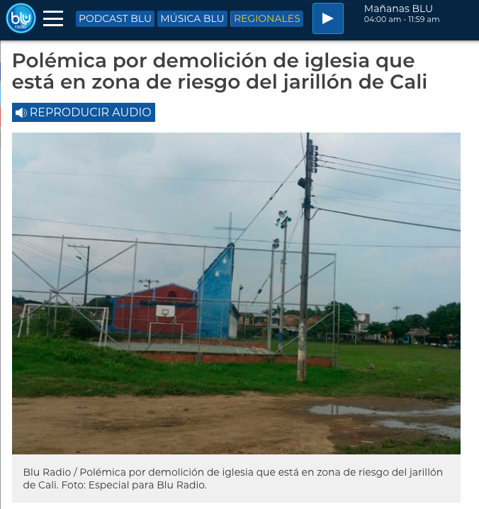 Polémica por demolición de iglesia que está en zona de riesgo del jarillón de Cali