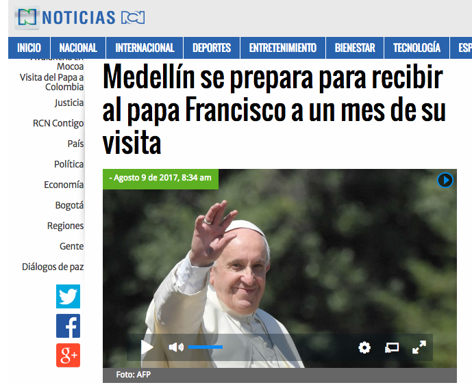 Medellín se prepara para recibir al papa Francisco a un mes de su visita