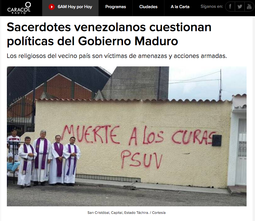 Sacerdotes venezolanos cuestionan políticas del Gobierno Maduro