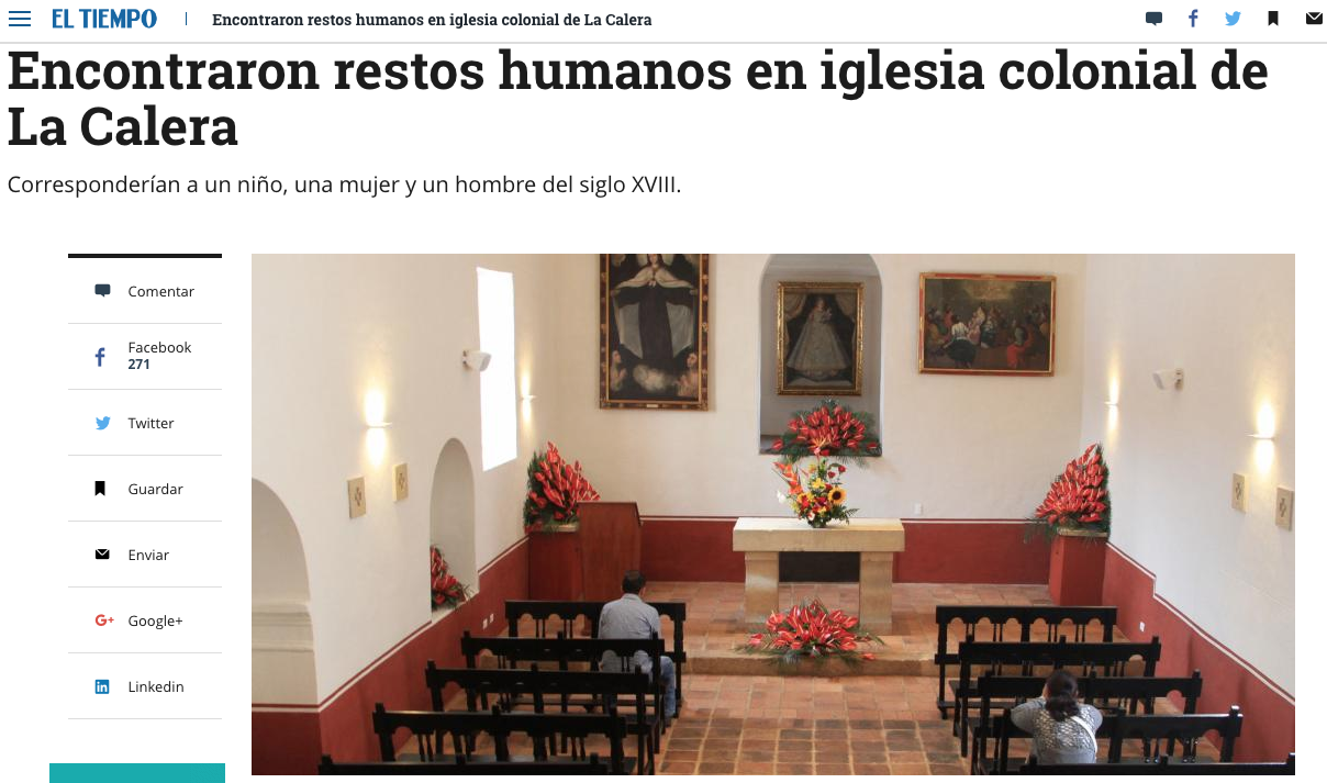 Encontraron restos humanos en iglesia colonial de La Calera