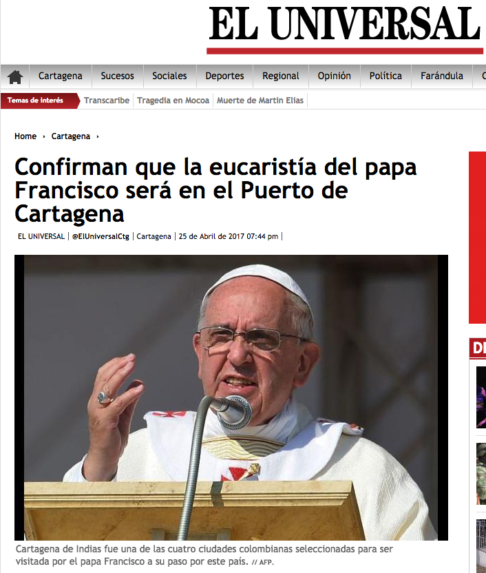 Confirman que la eucaristía del papa Francisco será en el Puerto de Cartagena