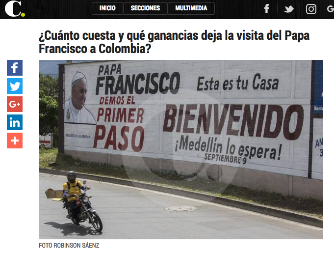 ¿Cuánto cuesta y qué ganancias deja la visita del Papa Francisco a Colombia?