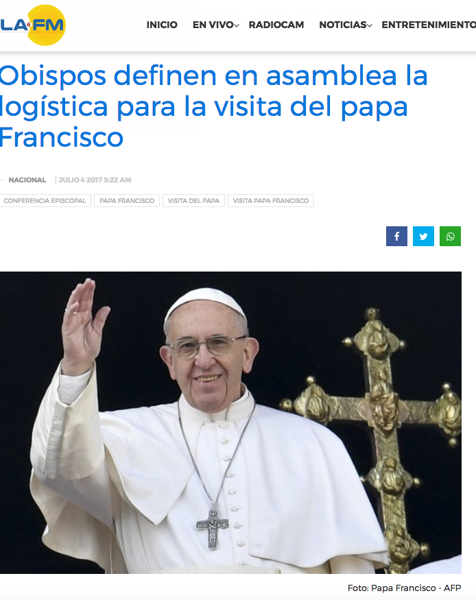 Obispos definen en asamblea la logística para la visita del papa Francisco