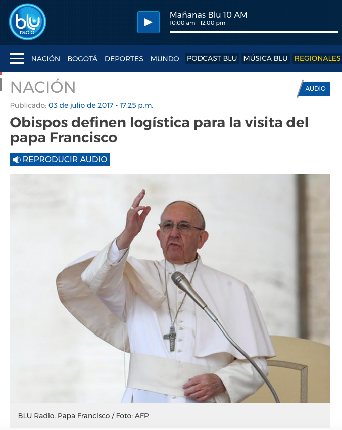 Obispos definen logística para la visita del papa Francisco