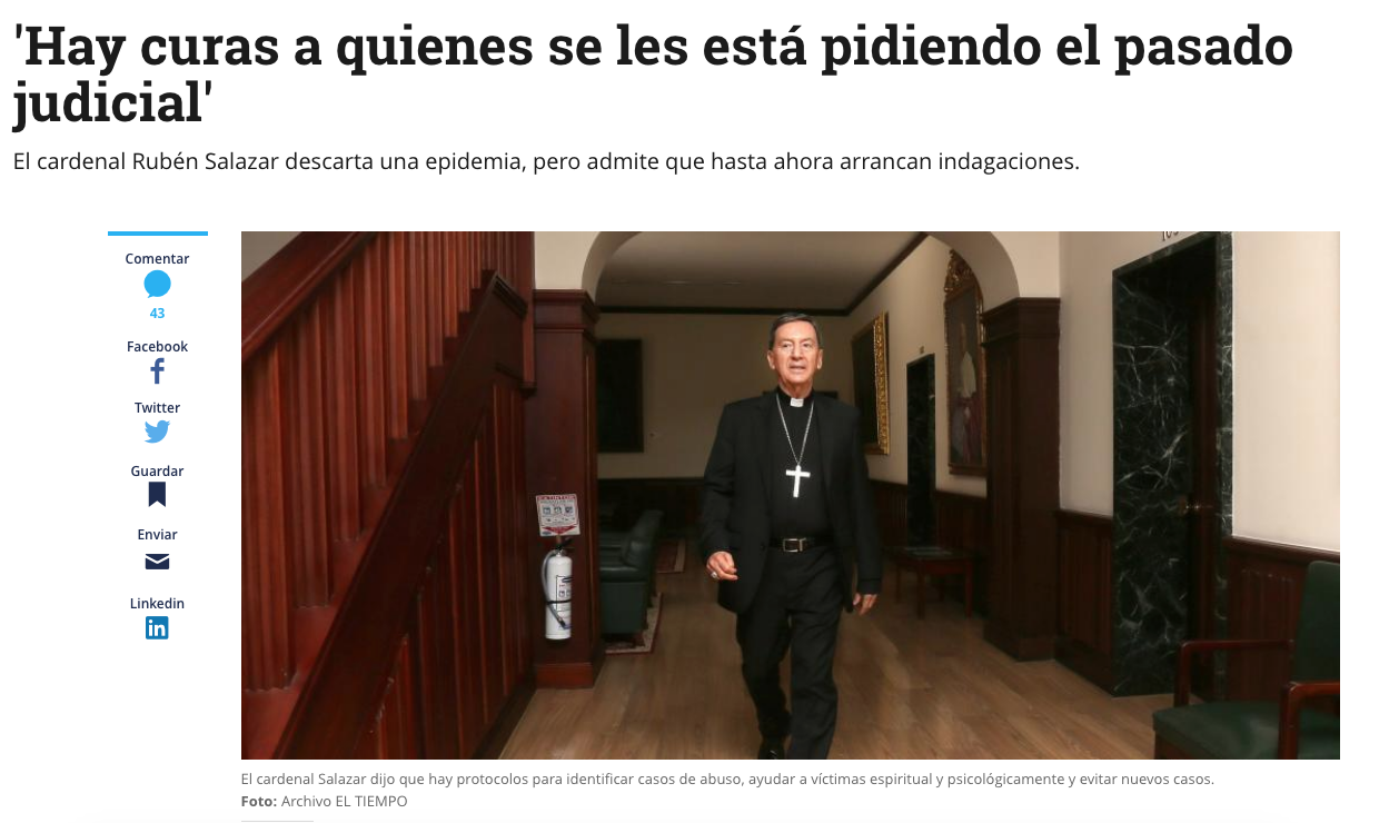 'Hay curas a quienes se les está pidiendo el pasado judicial'