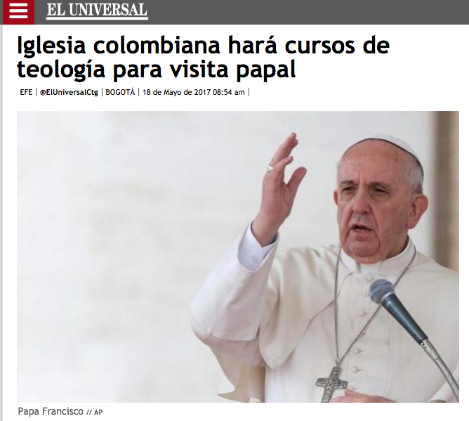 Iglesia colombiana hará cursos de teología para visita papal