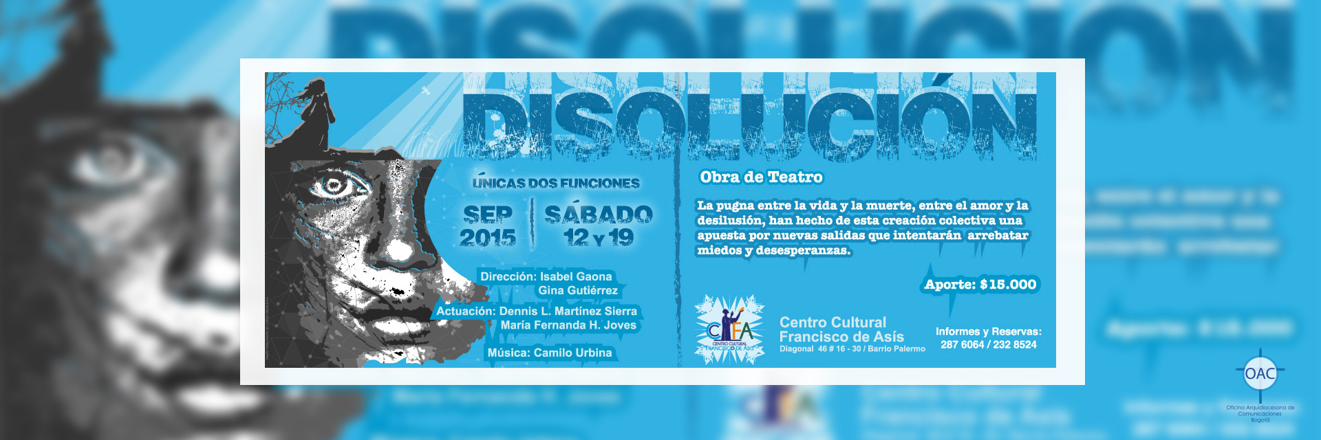 Disolución, obra de teatro de creación colectiva se presenta en el Centro Cultural Francisco de Asís los sábado 19 de septiembre