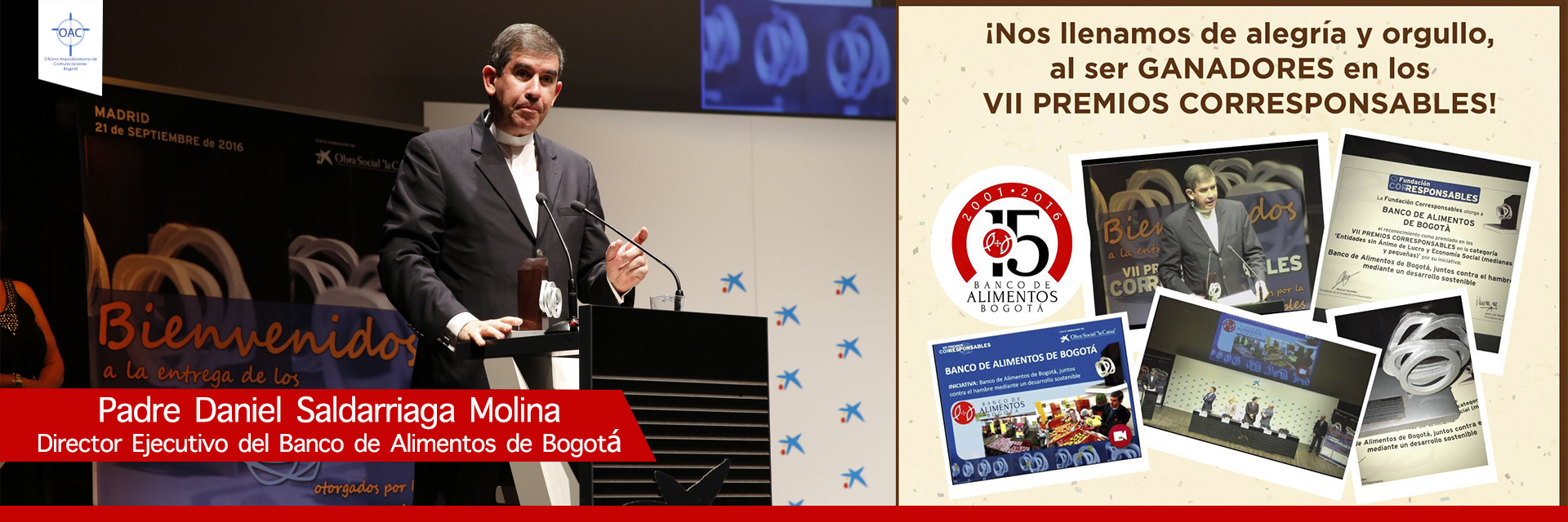Banco de Alimentos de Bogotá recibió galardón en España