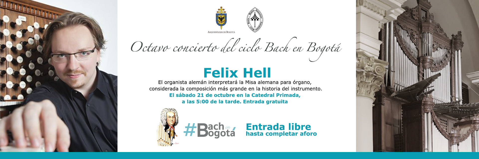 Felix Hell, organista de la Iglesia Luterana de San Pedro, en Manhattan, es el próximo invitado al ciclo Bach en Bogotá