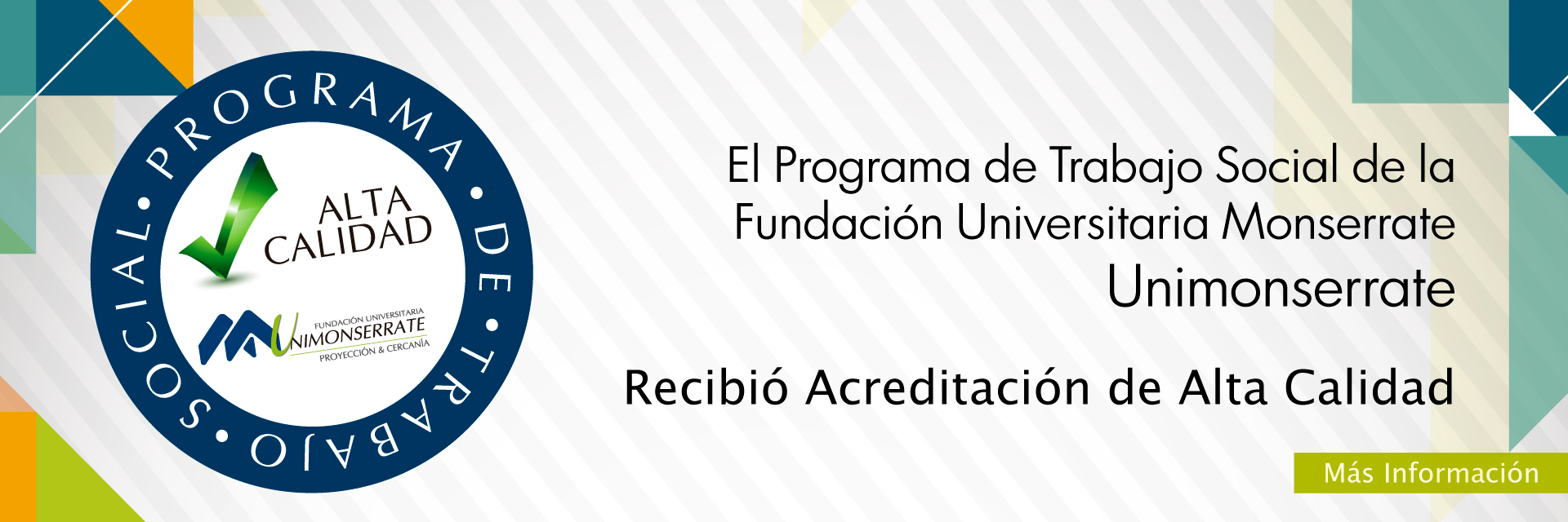 ¡Programa de Trabajo Social de la Fundación Universitaria Monserrate - Unimonserrate acreditado con alta calidad!
