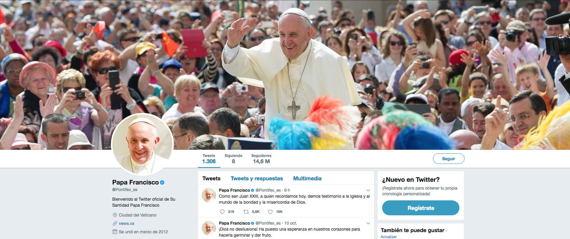 El Papa alcanza los 40 millones de seguidores en Twitter