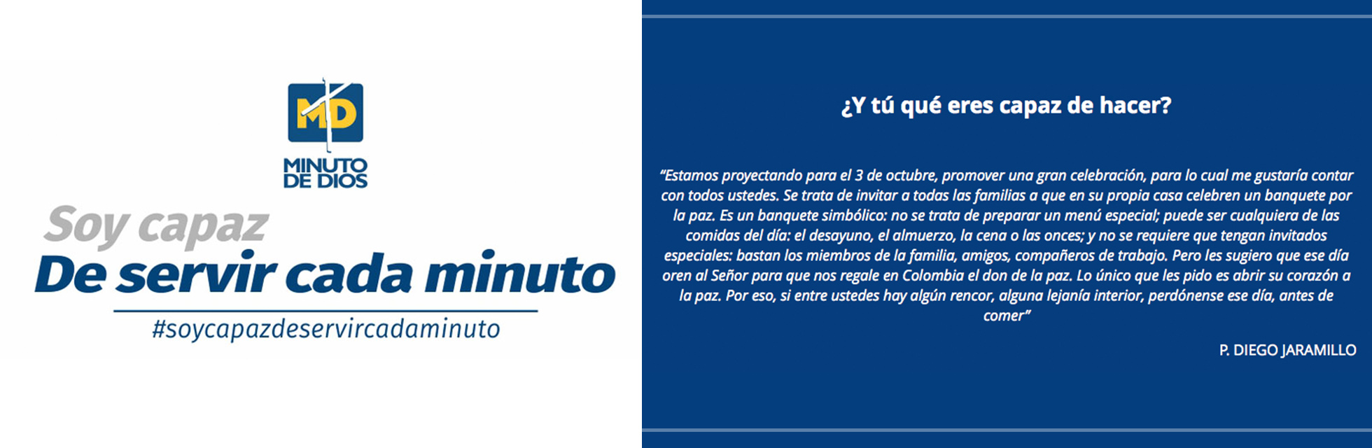 Con un muro gigante y un millón de “Banquetes por la Reconciliación y la Paz” la Organización El Minuto de Dios hace un llamado a la paz de Colombia