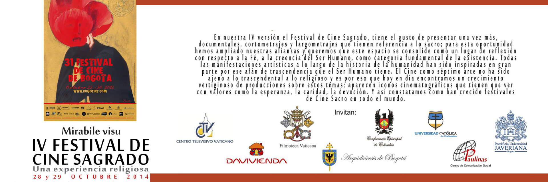 IV Festival de Cine Sagrado de Bogotá en la Universidad Católica de Colombia